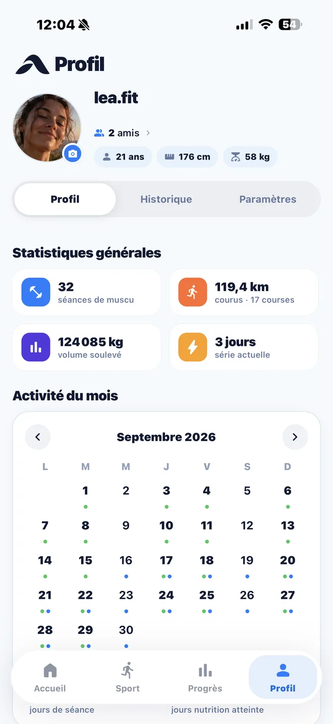 Profil Auryx : kilomètres courus, nombre de courses et calendrier d'activité